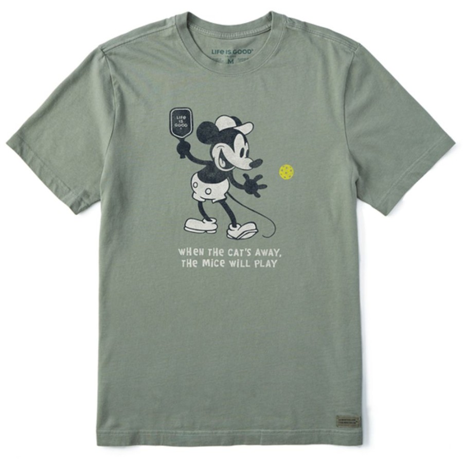 Home Life is Good Pickleball | Men'S Clean Steamboat Willie Pickleball Short Sleeve Tee Moss Green