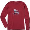 Women Life is Good Graphic Tees | Women'S Snowy Adirondack Cardinal Long Sleeve Crusher Tee Cranberry Red