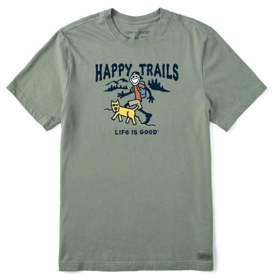 Men Life is Good Graphic Tees | Men'S Jake And Rocket Happy Trails Short Sleeve Tee Moss Green