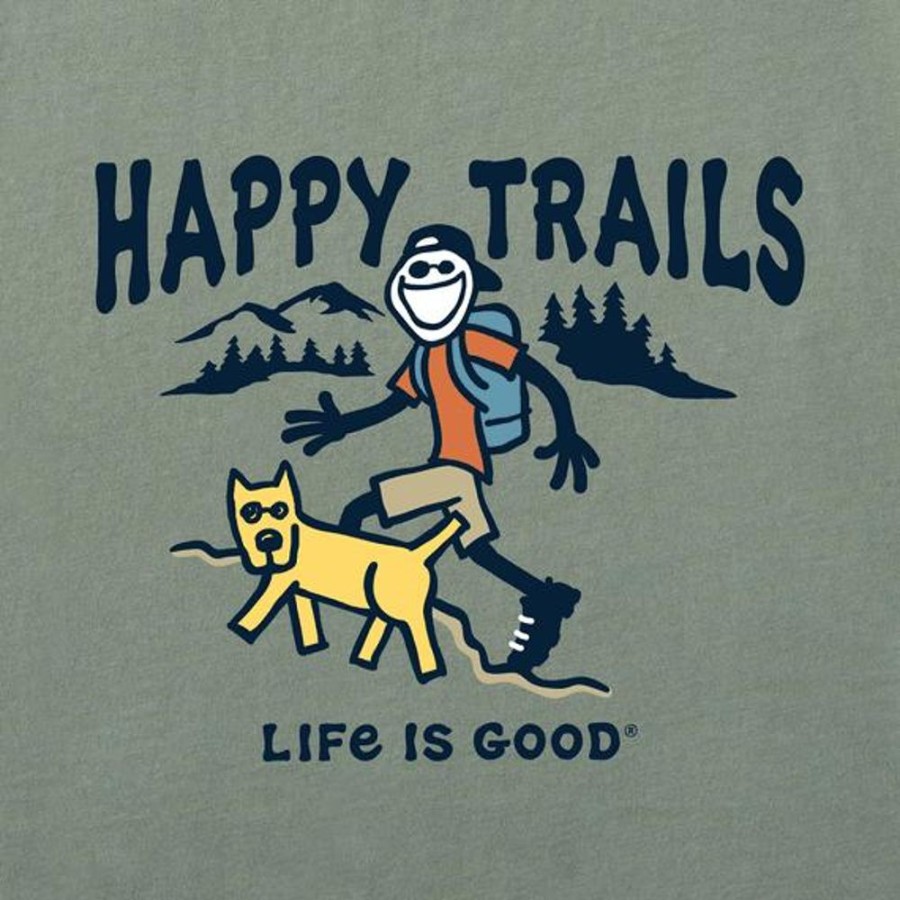 Men Life is Good Graphic Tees | Men'S Jake And Rocket Happy Trails Short Sleeve Tee Moss Green