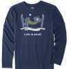 Men Life is Good Graphic Tees | Men'S Jake Ski Hammock Long Sleeve Crusher Tee Darkest Blue