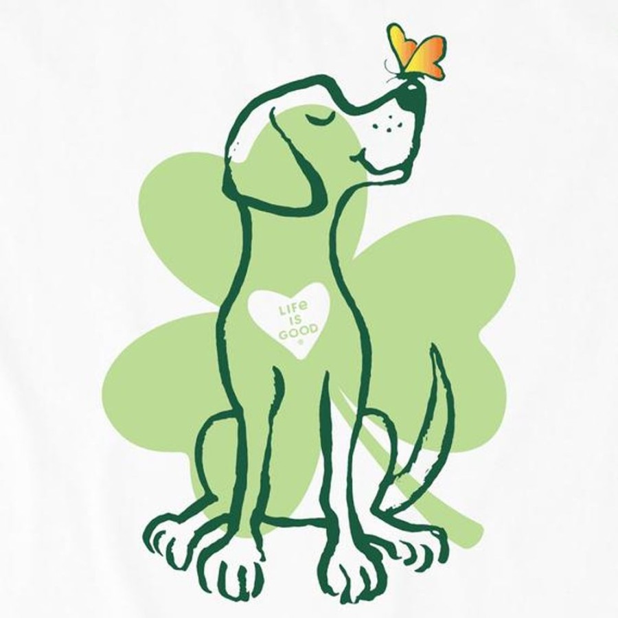 Kids Life is Good Graphic Tees | Kids Irish Spring Clover Dog Crusher Tee Cloud White