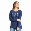 Women Life is Good Sweatshirts & Hoodies | Women'S Detailed Spring Flowers Crusher-Flex Tunic Darkest Blue