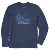 Men Life is Good Graphic Tees | Men'S Snowy Evening Long Sleeve Crusher Tee Darkest Blue