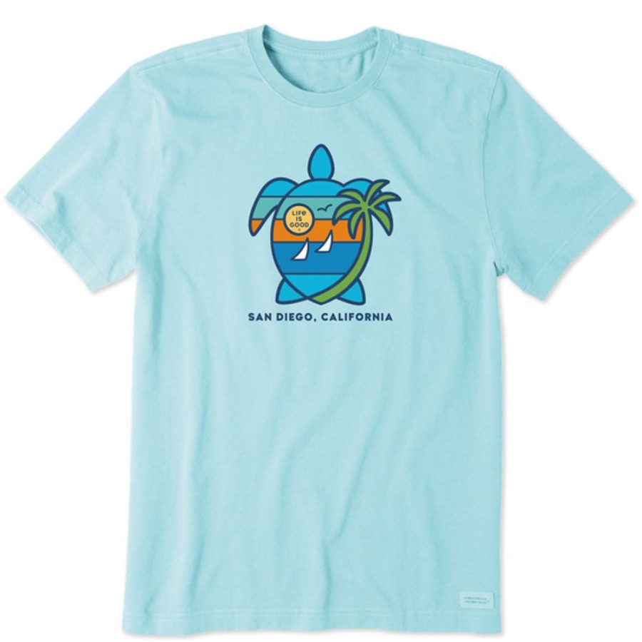 Men Life is Good Graphic Tees | Men'S Nd Turtle Sailboats San Diego Crusher-Lite Tee Beach Blue