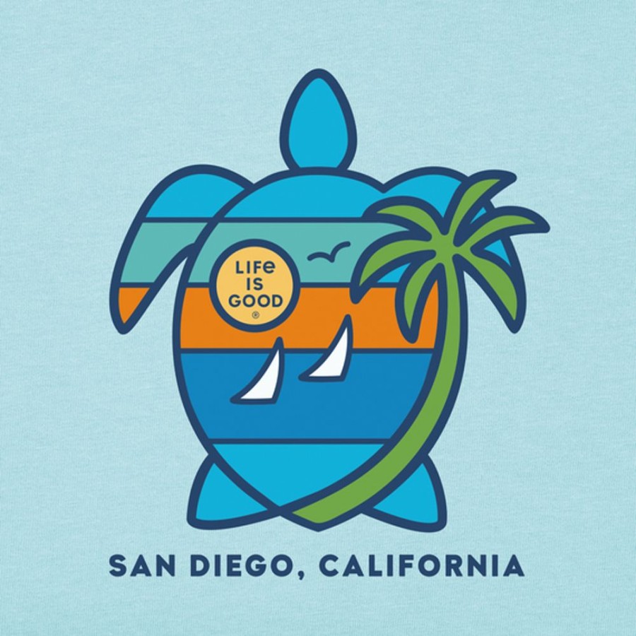 Men Life is Good Graphic Tees | Men'S Nd Turtle Sailboats San Diego Crusher-Lite Tee Beach Blue