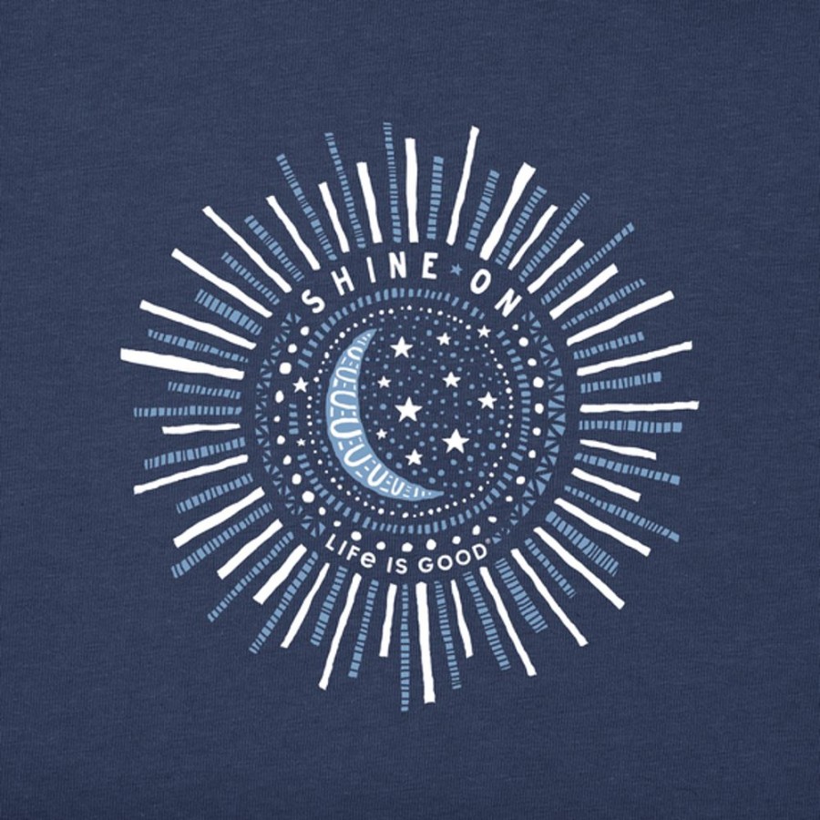 Women Life is Good Graphic Tees | Women'S Primal Moon And Sun Short Sleeve Vee Darkest Blue