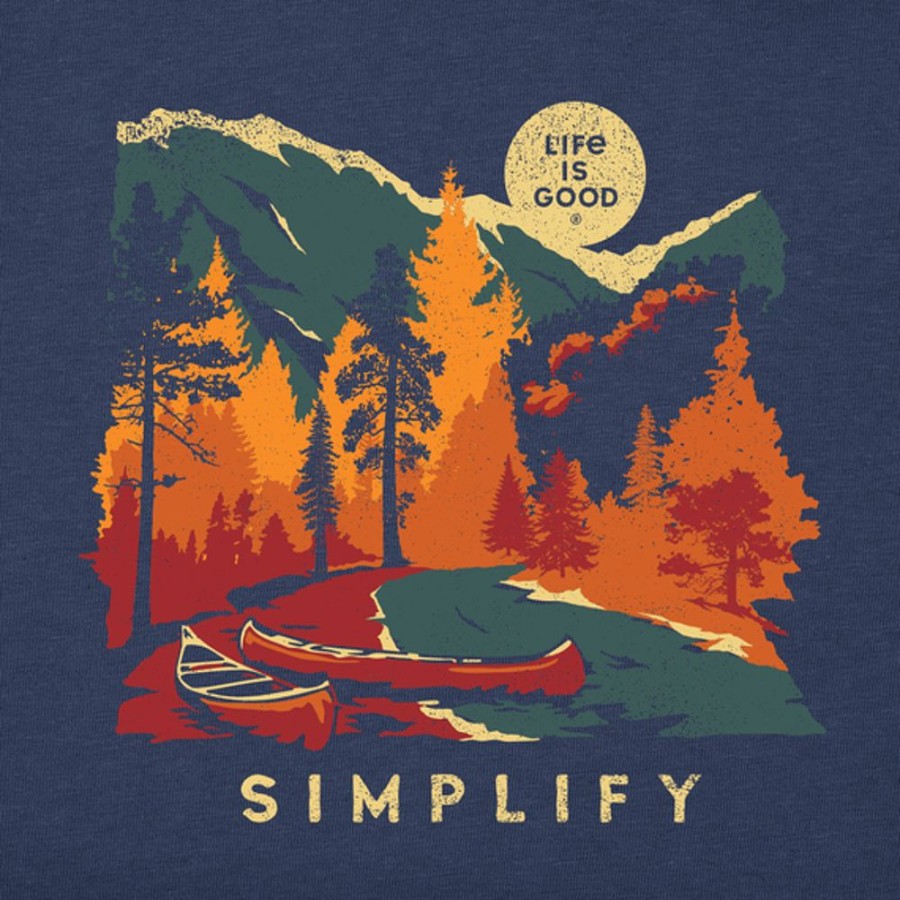 Men Life is Good Graphic Tees | Men'S Simplify Canoes Short Sleeve Tee Darkest Blue