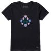 Women Life is Good Graphic Tees | Women'S Heart Vase Bouquet Crusher-Lite Vee Jet Black