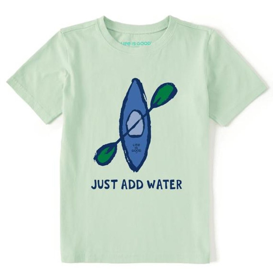 Kids Life is Good Graphic Tees | Kids Just Add Water Kayak Crusher Tee Sage Green