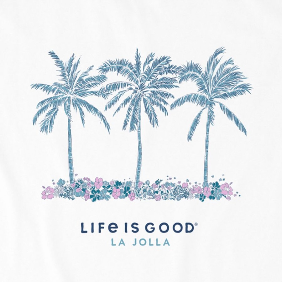 Women Life is Good Graphic Tees | Women'S La Jolla Palms And Flowers Crusher-Lite Tee Cloud White