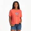 Women Life is Good Boxy Tees | Women'S Tie Dye Flip Flops Boxy Crusher Tee Mango Orange