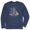 Men Life is Good Graphic Tees | Men'S Snowy Chillin' & Grillin' Long Sleeve Crusher Tee Darkest Blue