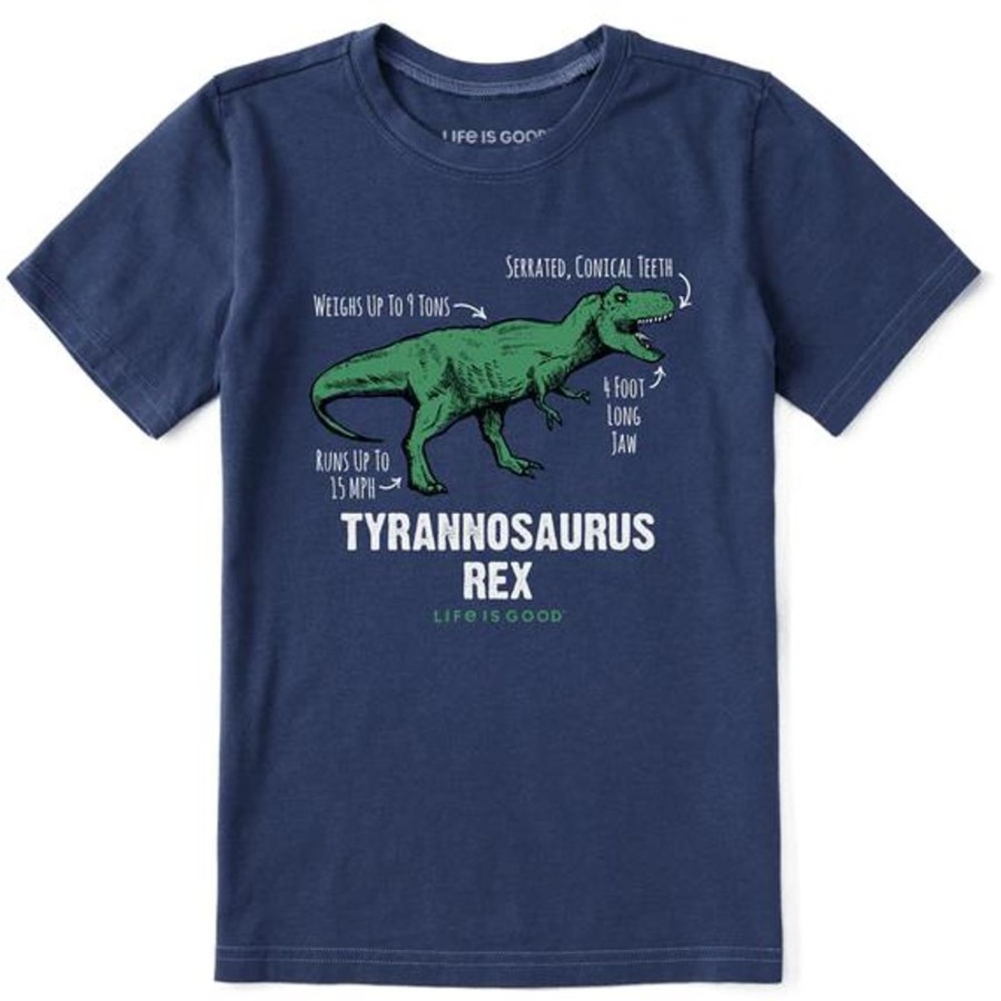 Kids Life is Good Graphic Tees | Kids Tyrannosaurus Rex Crusher Tee Darkest Blue