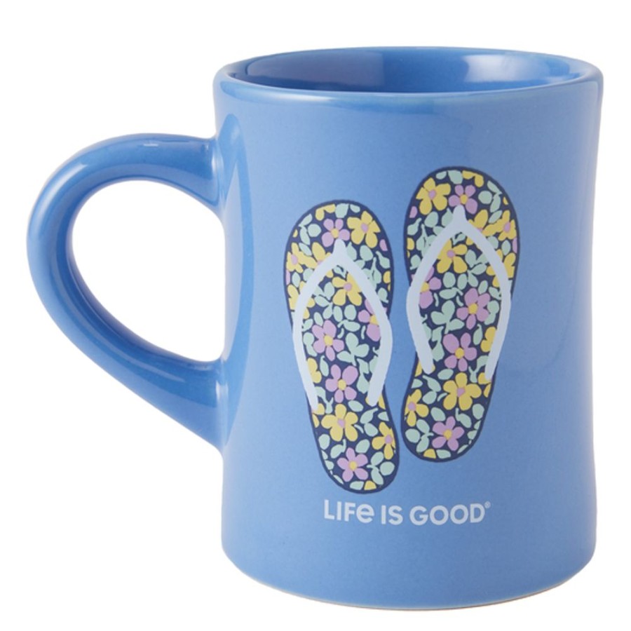 Home Life is Good Mugs | Flower Flips Diner Mug Cornflower Blue