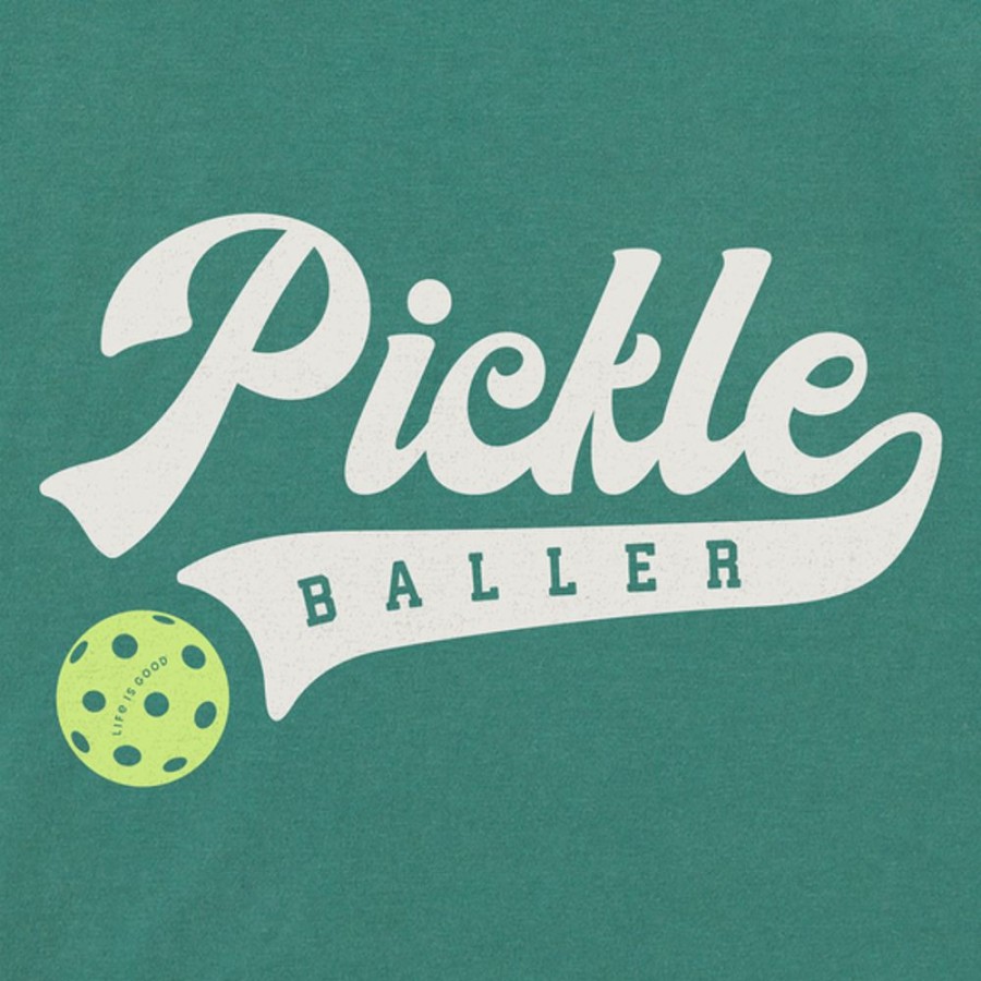 Women Life is Good Boxy Tees | Women'S Athletic Pickle Baller Boxy Crusher Tee Spruce Green