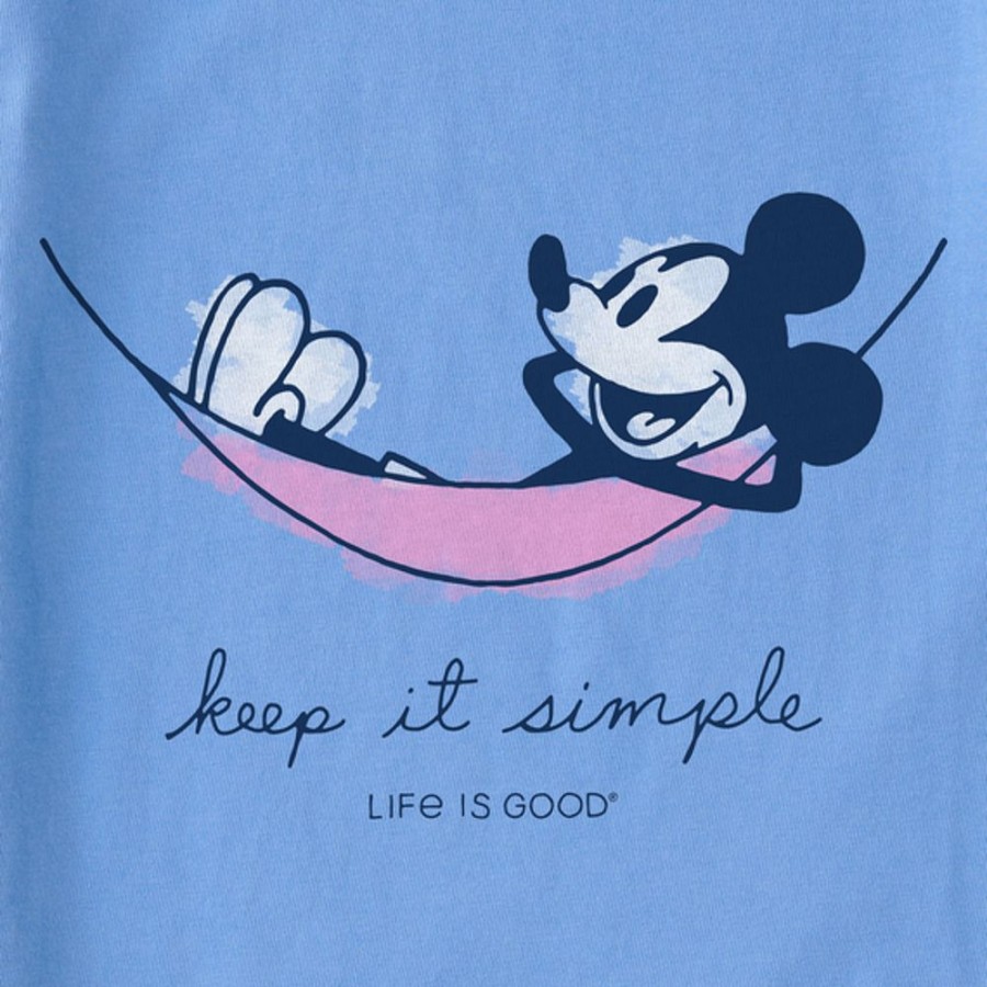 Women Life is Good Sweatshirts & Hoodies | Women'S Watercolor Steamboat Willie Hammock Simply True Fleece Crew Cornflower Blue