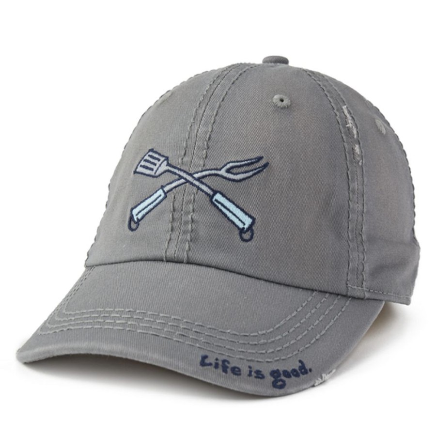 Women Life is Good Hats | King Of The Grill Sunwashed Chill Cap Slate Gray