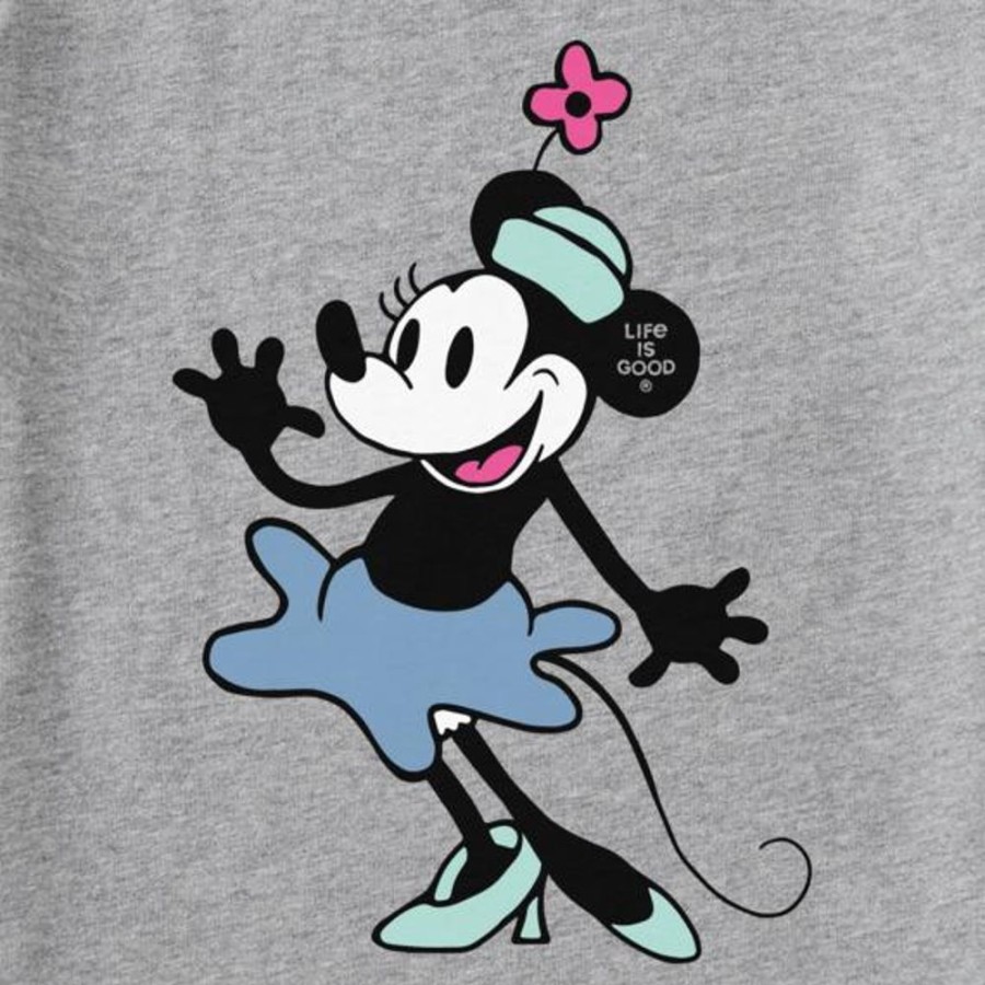 Kids Life is Good Graphic Tees | Kids Clean Steamboat Willie Miss Mouse Crusher Tee Heather Gray