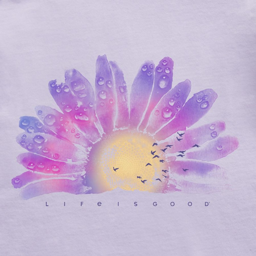 Women Life is Good Sweatshirts & Hoodies | Women'S Tie Dye Watercolor Daisy Simply True Fleece Hoodie Lilac Purple