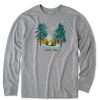 Men Life is Good Graphic Tees | Men'S Log On Campfire Long Sleeve Crusher Tee Heather Gray