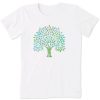 Women Life is Good Graphic Tees | Women'S Colorful Floral Tree Short Sleeve Tee Cloud White