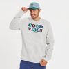 Men Life is Good Sweatshirts & Hoodies | Men'S Good Vibes Simply True Fleece Crew Light Heather Gray