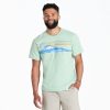 Men Life is Good Graphic Tees | Men'S Wavy Stripes Crusher-Lite Tee Sage Green