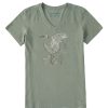 Women Life is Good Graphic Tees | Women'S Dreamy Egret Crusher Vee Moss Green