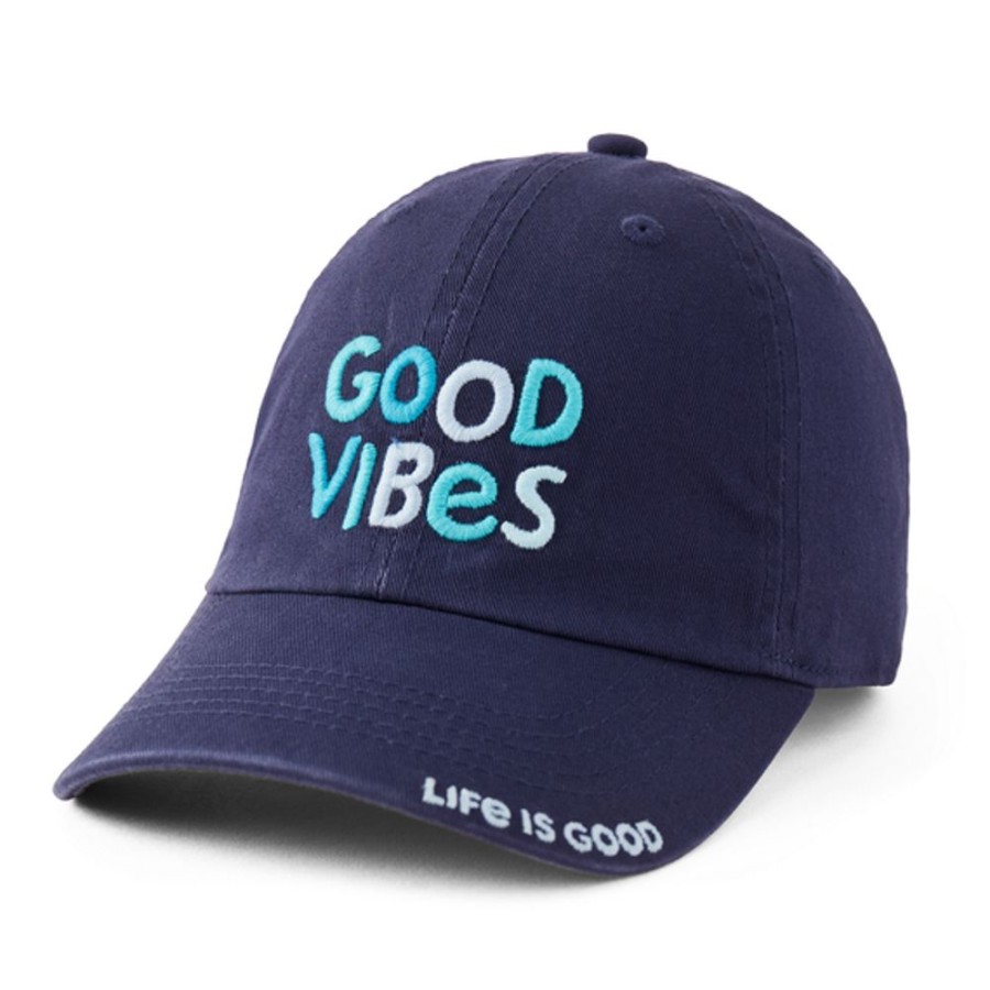 Women Life is Good Hats | Kids Good Vibes Lig Kids Chill Cap Darkest Blue