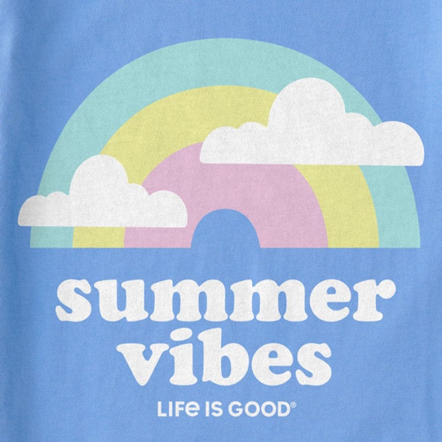 Kids Life is Good Graphic Tees | Kids Clean Summer Vibes Rainbow Crusher Tee Cornflower Blue