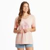 Women Life is Good Active & Slub Tops | Women'S Dragonfly Compass Relaxed Fit Slub Tee Himalayan Pink