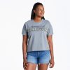 Women Life is Good Boxy Tees | Women'S Tie Dye Grateful Dogs Boxy Crusher Tee Stone Blue