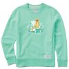 Women Life is Good Sweatshirts & Hoodies | Women'S Realisn'T Golden Retriever Adirondack Simply True Fleece Crew Spearmint Green