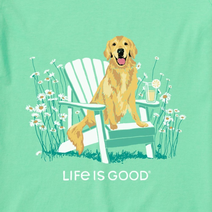 Women Life is Good Sweatshirts & Hoodies | Women'S Realisn'T Golden Retriever Adirondack Simply True Fleece Crew Spearmint Green