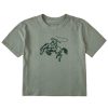 Women Life is Good Boxy Tees | Women'S Woodcut Let'S Rodeo Boxy Crusher Tee Moss Green