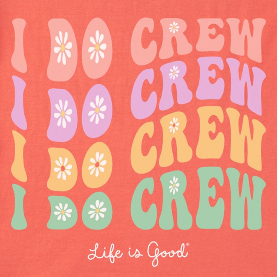 Women Life is Good Boxy Tees | Women'S Groovy I Do Crew Daisy Boxy Crusher Tee Mango Orange