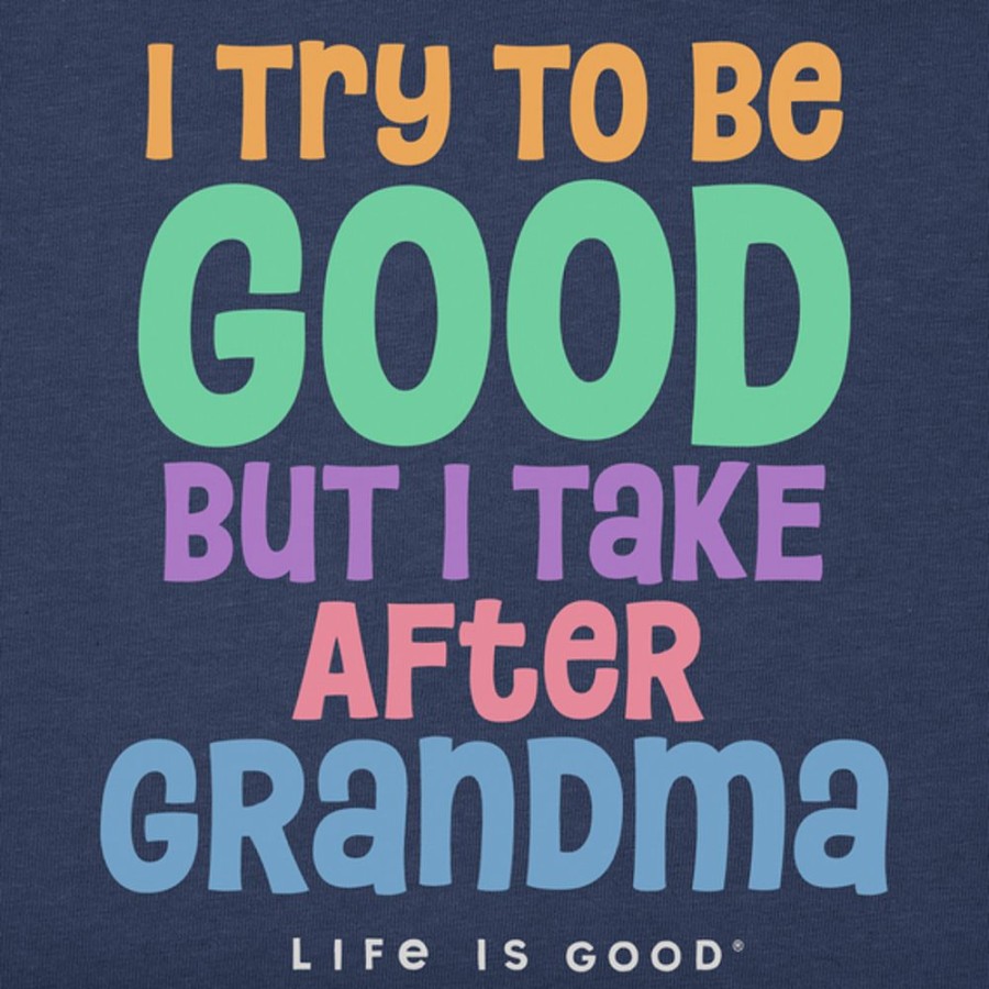 Kids Life is Good Graphic Tees | Kids Good Grandma Crusher Tee Darkest Blue