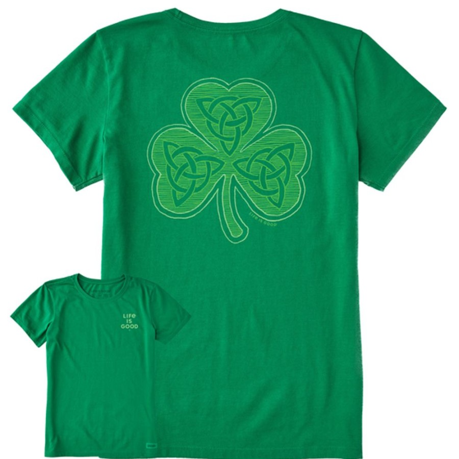 Women Life is Good Graphic Tees | Women'S Fineline Celtic Clover Crusher Tee Kelly Green