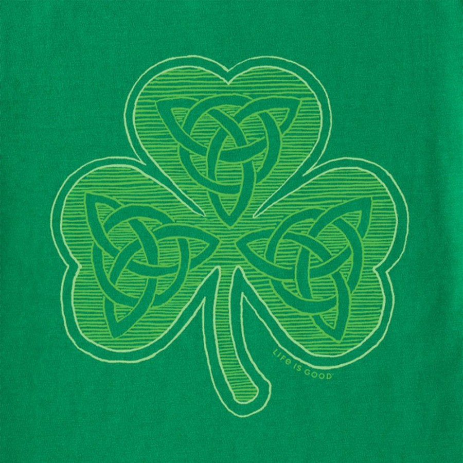 Women Life is Good Graphic Tees | Women'S Fineline Celtic Clover Crusher Tee Kelly Green