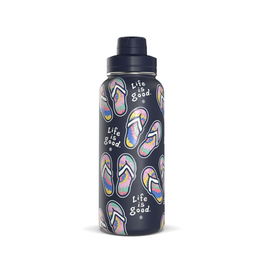 Home Hydrapeak Stainless Drinkware | Vintage Tie Dye Flip Flops 32Oz Stainless Steel Water Bottle Navy