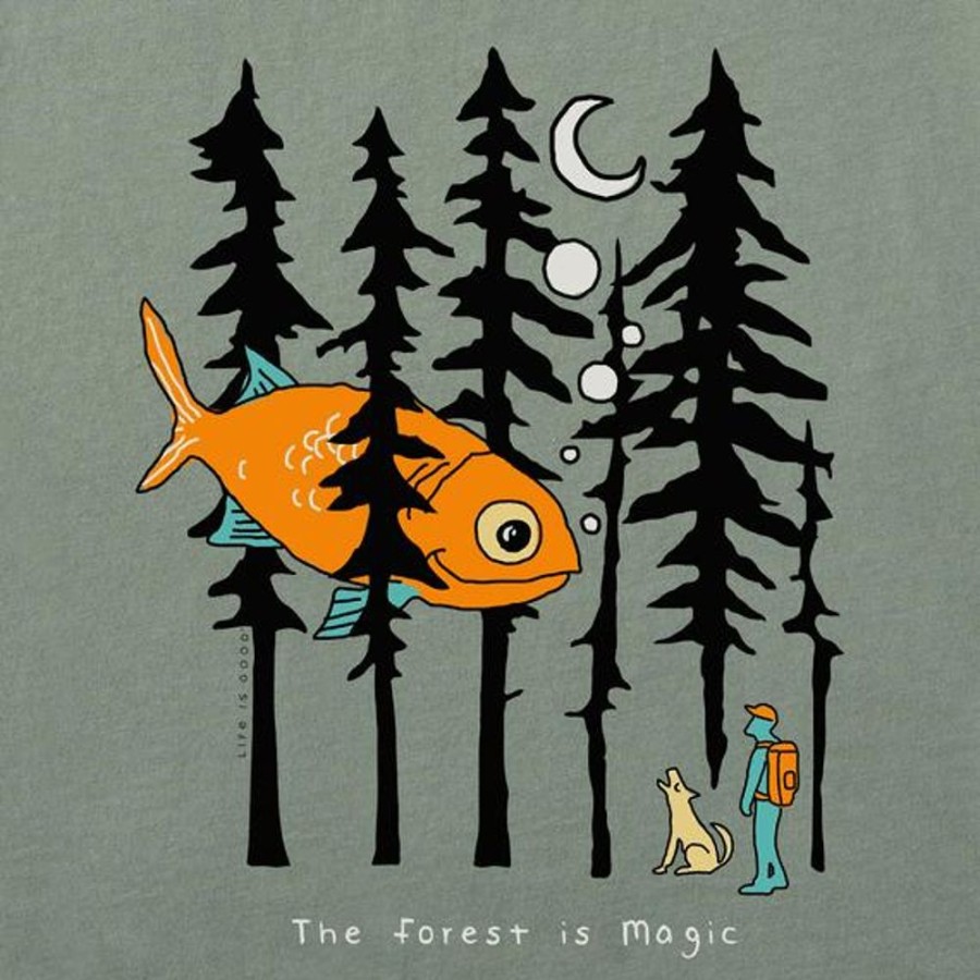 Men Life is Good Graphic Tees | Men'S Forest Is Magic Short Sleeve Tee Moss Green