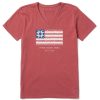 Women Life is Good Graphic Tees | Women'S Home Sweet Home Quilted Flag Crusher Vee Faded Red