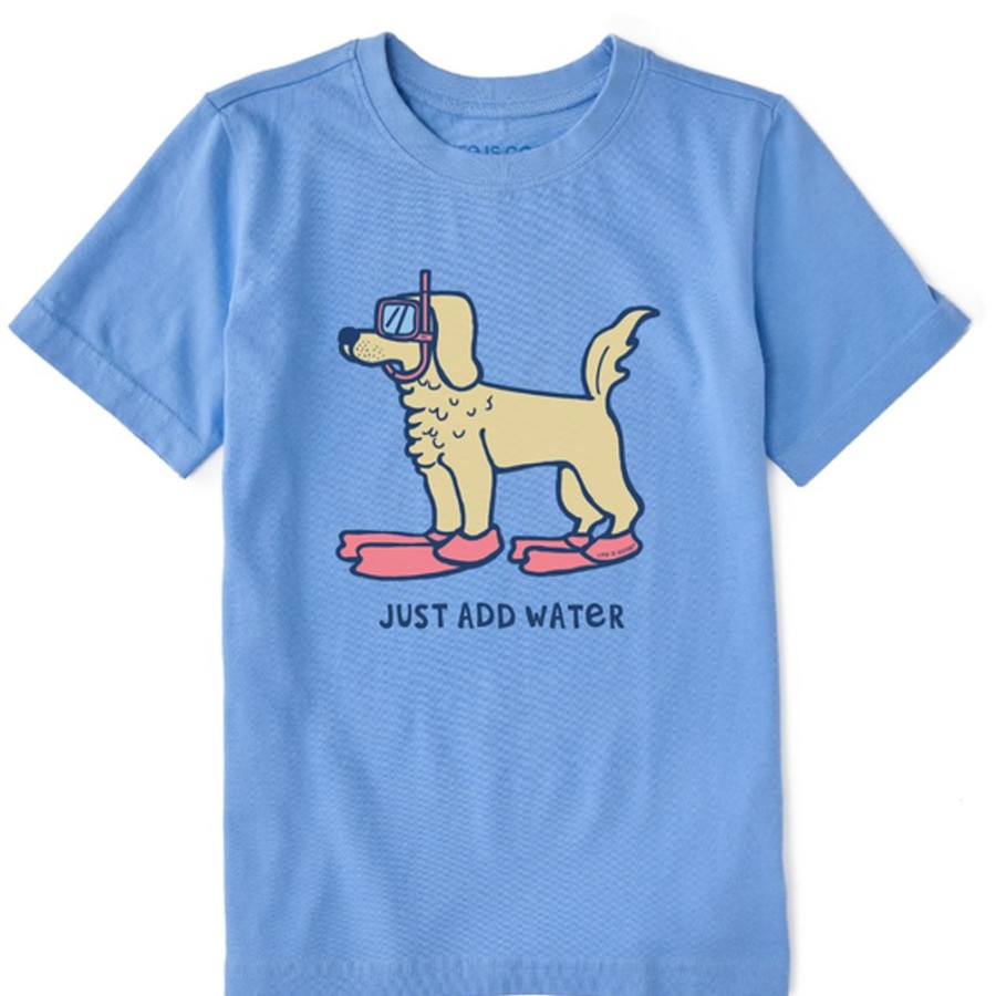 Kids Life is Good Graphic Tees | Kids Naive Just Add Water Snorkle Dog Crusher Tee Cornflower Blue