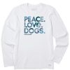 Men Life is Good Graphic Tees | Men'S Tie Dye Peace Love Dogs Long Sleeve Crusher Tee Cloud White