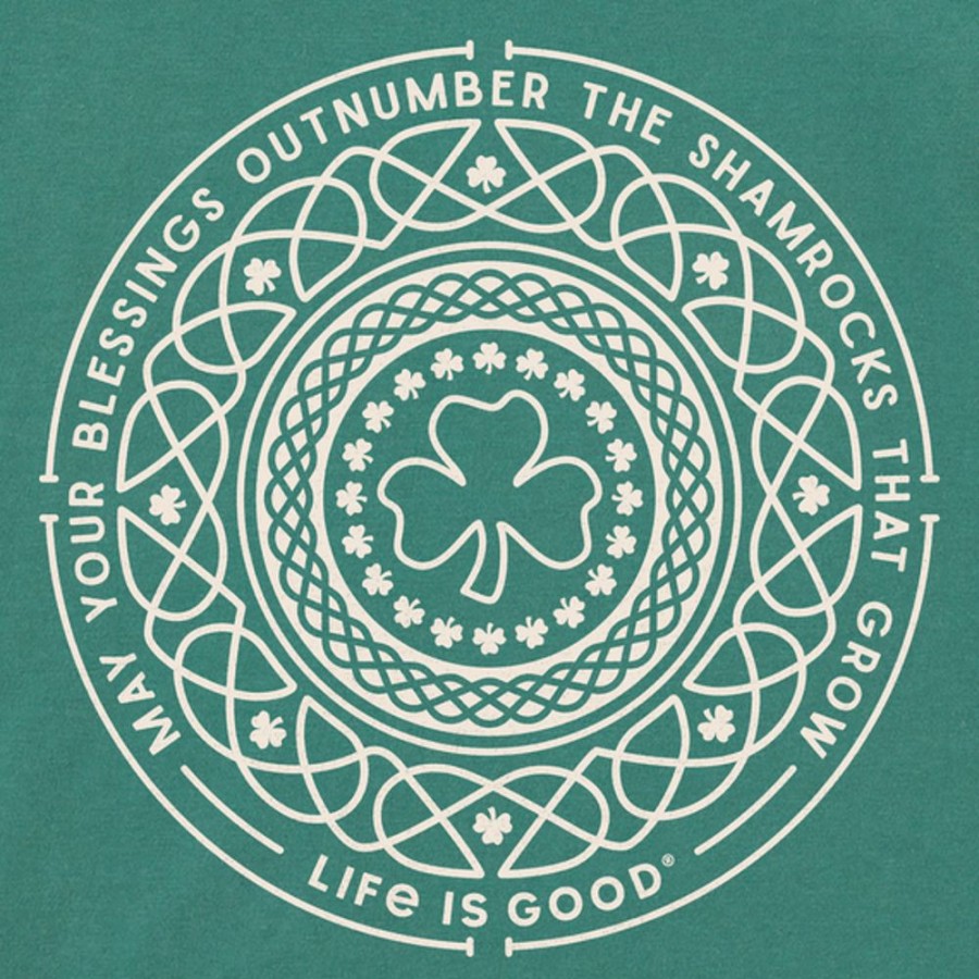 Women Life is Good Boxy Tees | Women'S Shamrock Mandala Boxy Crusher Tee Spruce Green