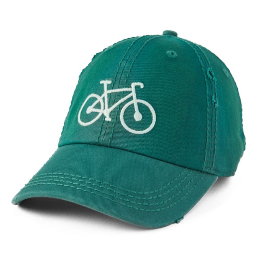 Women Life is Good Hats | Bike More Worry Less Sunwashed Chill Cap Spruce Green