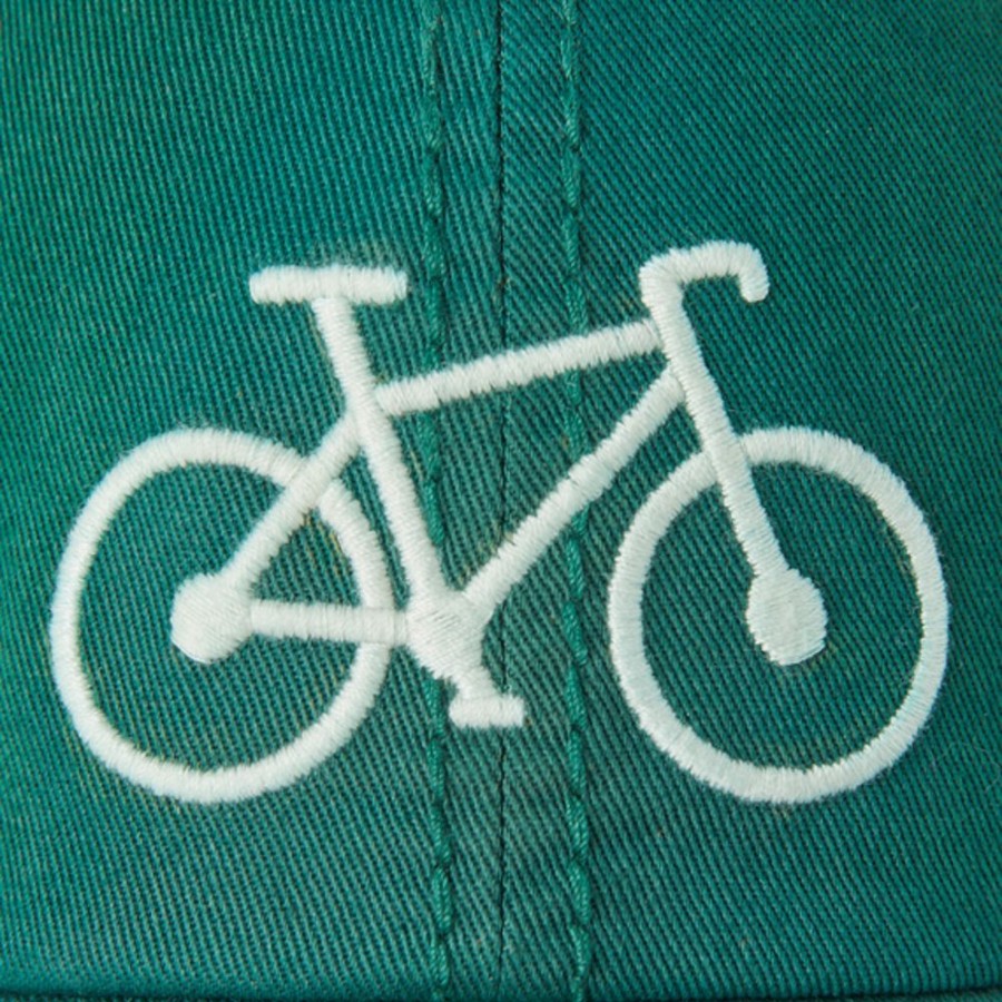 Women Life is Good Hats | Bike More Worry Less Sunwashed Chill Cap Spruce Green