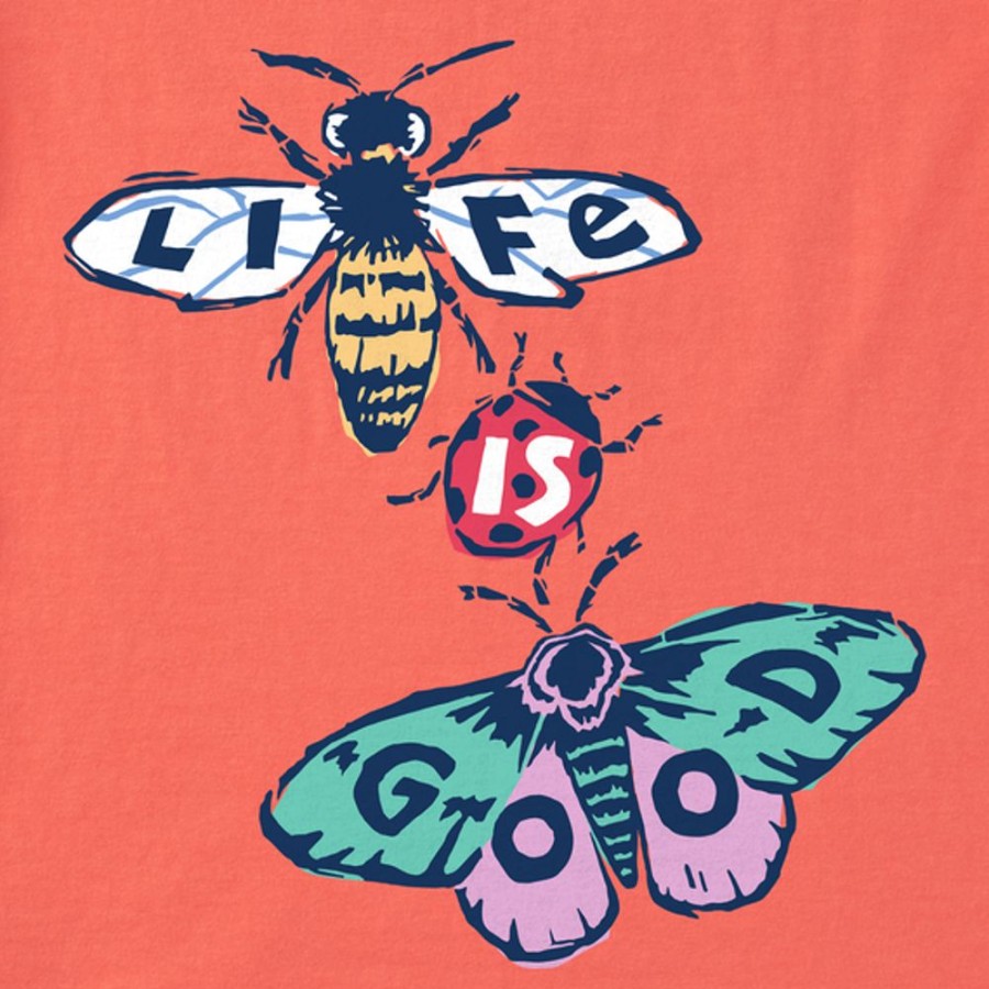 Kids Life is Good Graphic Tees | Kids Woodcut Bee & Butterfly Crusher Tee Mango Orange