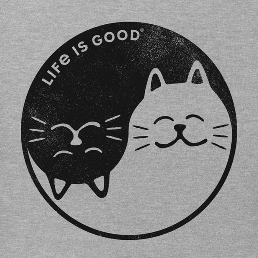 Women Life is Good Graphic Tees | Women'S Cat Yin And Yang Crusher Tee Heather Gray